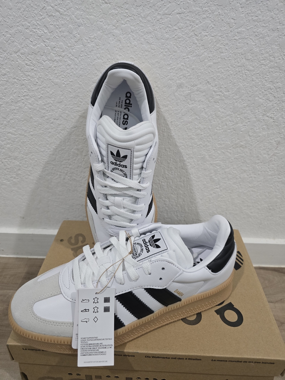 Adidas Samba Classic Leather Sneakers - White/Black/Gum - Picture 8 of 9